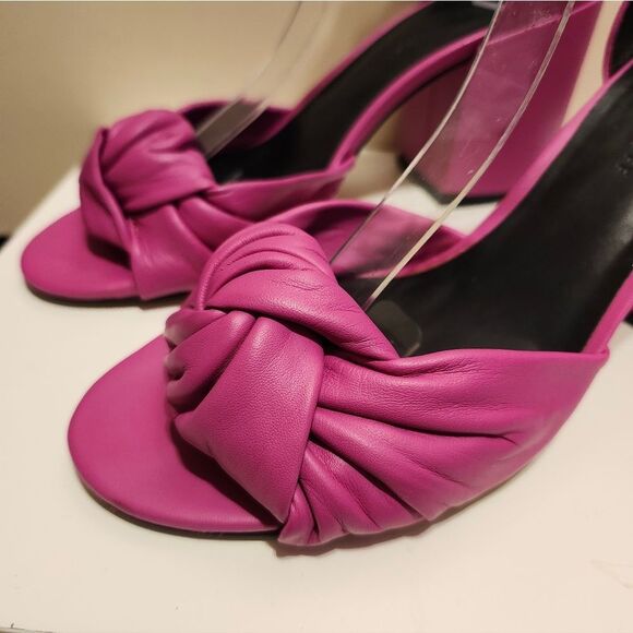 Rebecca Minkoff "Capriana" Fuchsia Leather Chunk Heel Sandals Sz.8.5 Ret.$175 - Picture 3 of 10